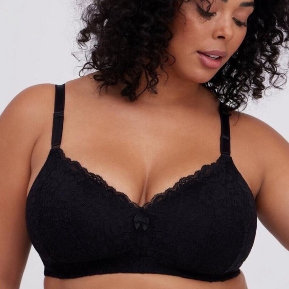 Torrid Wire Free Lightly Lined Everyday Bra Black Lace - Picture 1 of 5